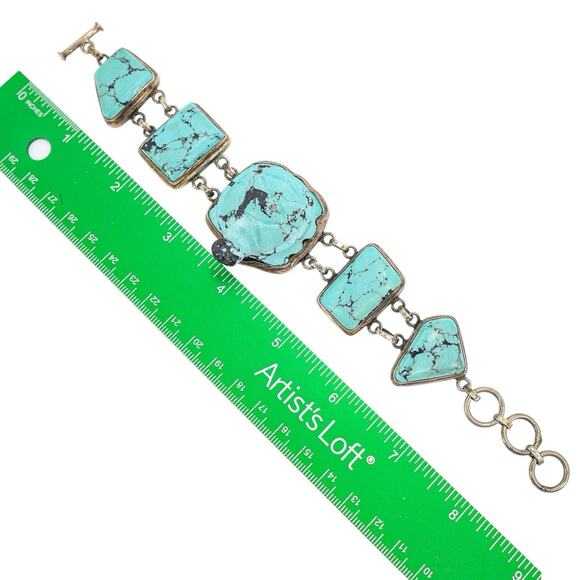 Vintage Figural Tortoise Turtle Bracelet Reconstituted Turquoise Sterling Silver - Picture 5 of 6